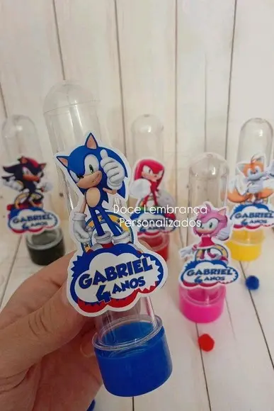 Tubetes Sonic Lembrancinha Aniversário Infantil