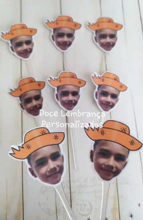Topper para Docinhos com Foto Rostinho Chapéu Festa Junina