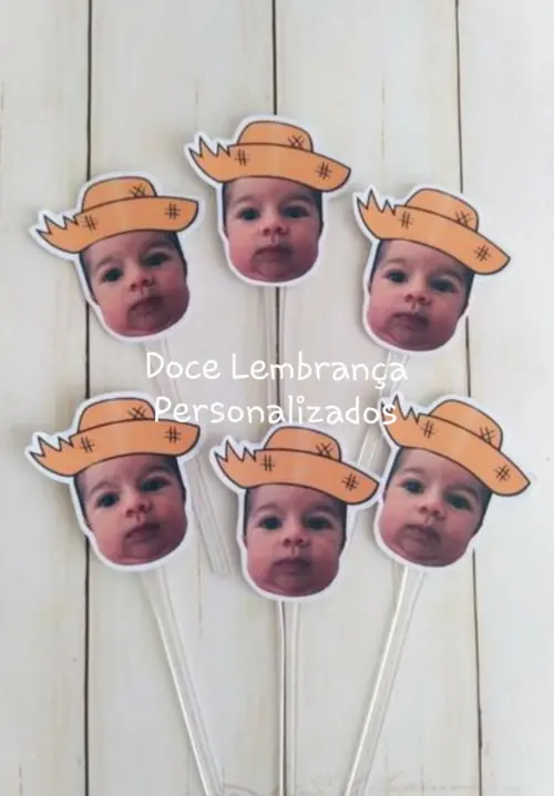 Topper para Docinhos com Foto Rostinho Chapéu Festa Junina