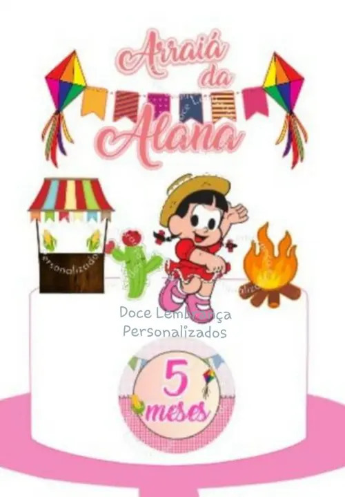 Topper de Bolo Festa Junina/arraiá Rosinha Mesversario