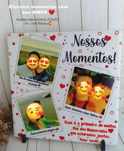 Azulejo personalizado com foto Namorados/Romântico