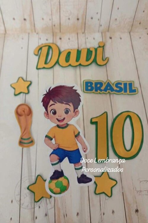 Topper de Bolo 3d Copa do Mundo aniversário, mesversario