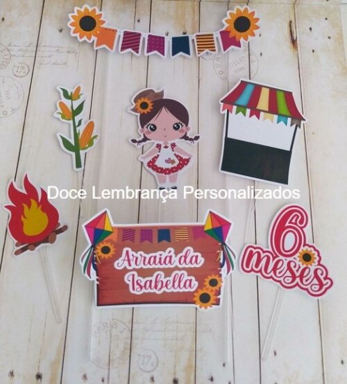 Topper de Bolo Festa Junina/arraiá Mesversario