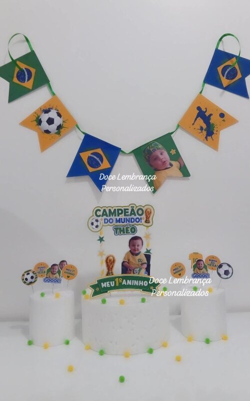 Kit festa só um bolinho Copa do Mundo Brasil aniversário, mesve
