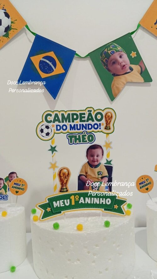 Kit festa só um bolinho Copa do Mundo Brasil aniversário, mesve