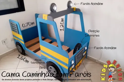 Cama Infantil Caminhão com Faróis