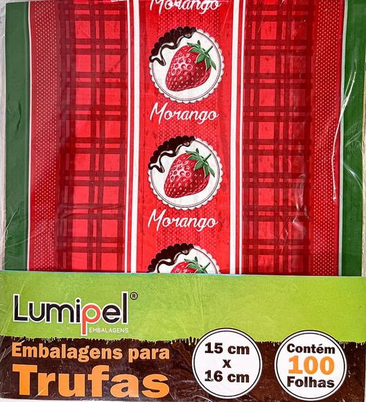 100 Embalagem Folhas para Trufas Morango 15x16cm