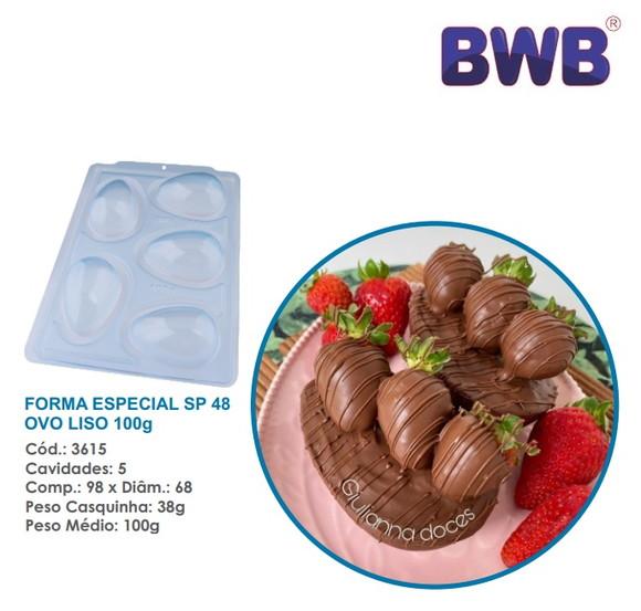2 Formas 3 Partes p/ Ovo de Pascoa Liso 100g Bwb 3615 Sp 48