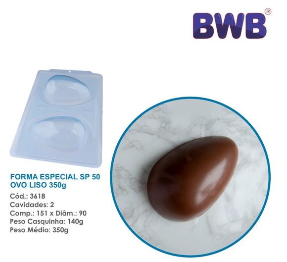 2 Formas 3 Partes p/ Ovo de Pascoa Liso 350g Bwb 3618 Sp 50g