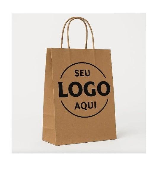 200 Sacola Personalizado Kraft Delivery Empresa 27x18x9cm
