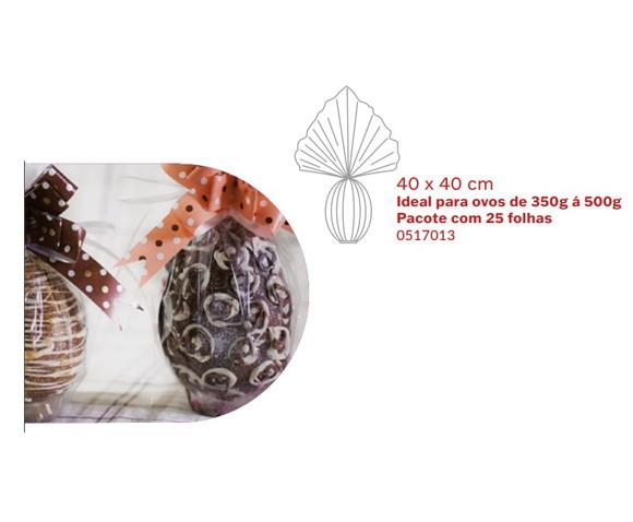 25 Saco Celofane p/ Ovos de Pascoa 350g a 500g / 40x40cm