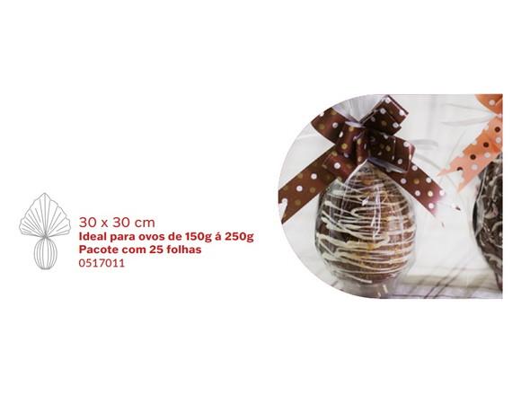 25 Saco Celofane p/ Ovos de Pascoa 350g a 500g / 30x30cm