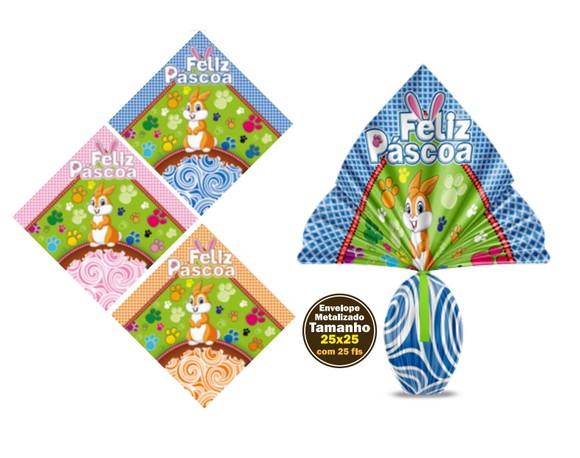 25 Saco Express Coelho 25x25cm para Ovos de Pascoa Embalagem