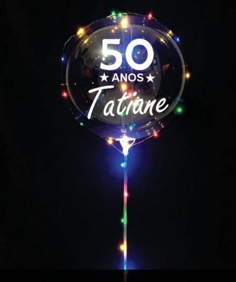 50 Balão De Led Personalizado C/ Bastão + Vareta + Pilhas