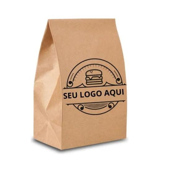 50 Saco Personalizado Papel Kraft Delivery Empresa 27x18x9cm