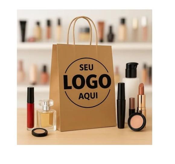 500 Sacola Personalizado Kraft Delivery Empresa 27x18x9cm