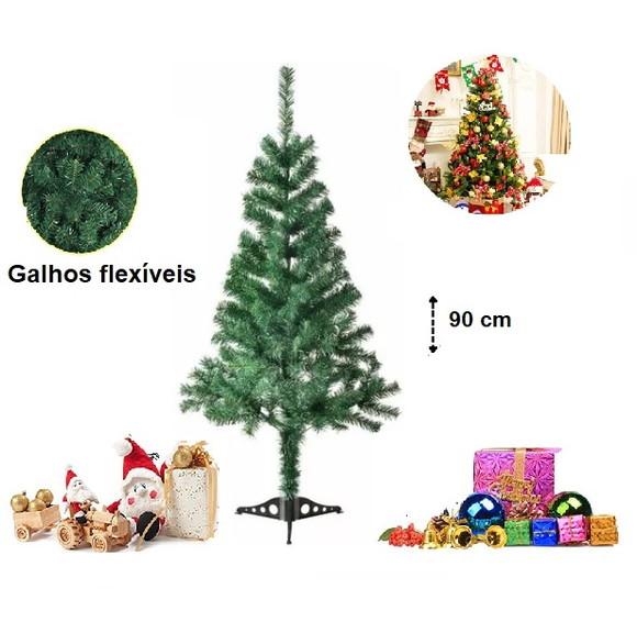 Arvore de Natal Luxo 90cm 70 Galhos Pinheiro Verde