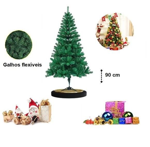 Arvore de Natal Luxo 90cm 70 Galhos Pinheiro Verde