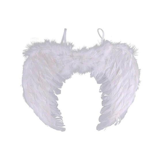 Asa Fantasia Anjo Plumas c/ Elástico Carnaval 55x40cm Branca