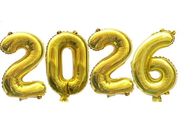 Balão 2026 Ano Novo Reveillon Dourado Prata ou Rosê 40cm