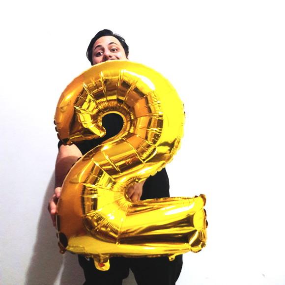 Balão GIGANTE Metalizado Dourado Número 2 PROMOÇÃO