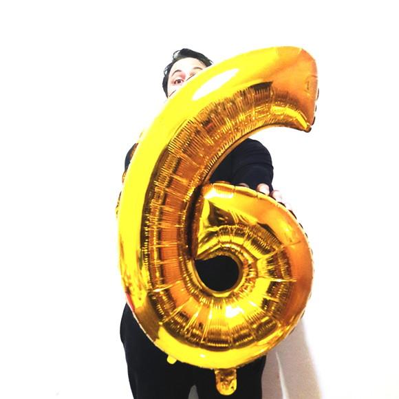 Balão GIGANTE Metalizado Dourado Número 6 PROMOÇÃO