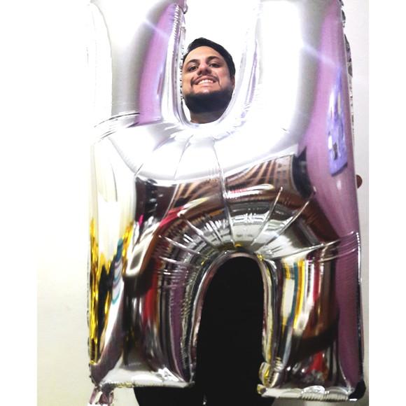 Balão GIGANTE Metalizado Prata Letra H Pronta Entrega