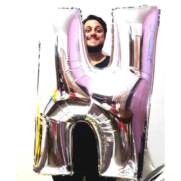 Balão GIGANTE Metalizado Prata Letra H Pronta Entrega