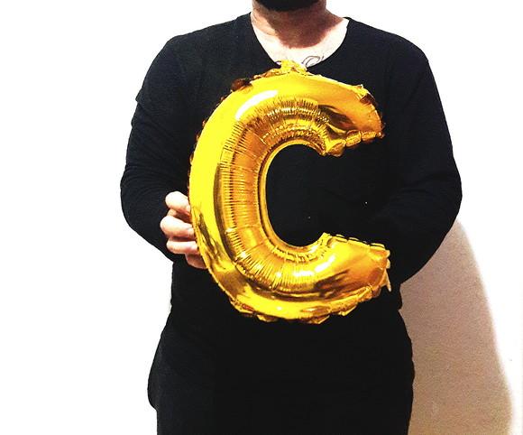 Balão Metalizado Letra C Dourado Pronta Entrega 45cm
