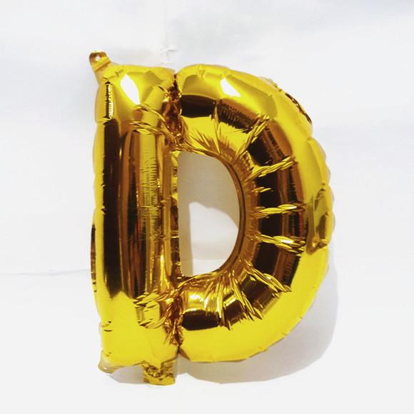 Balão Metalizado Letra D Dourado Pronta Entrega 45cm