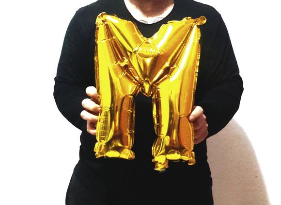 Balão Metalizado Letra M Dourado Pronta Entrega 45cm