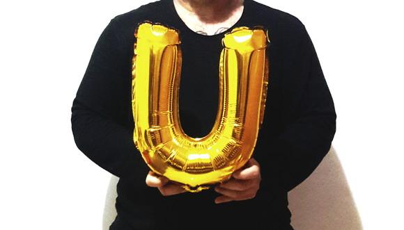 Balão Metalizado Letra U Dourado Pronta Entrega 45cm