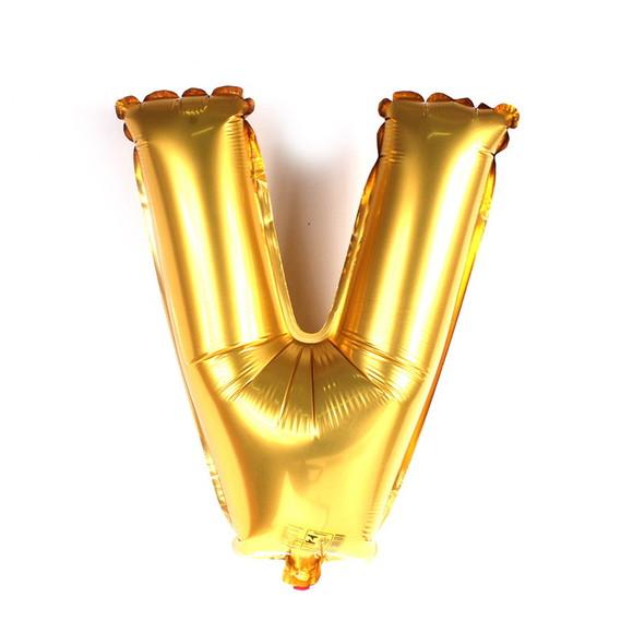 Balão Metalizado Letra V Dourado Pronta Entrega 45cm