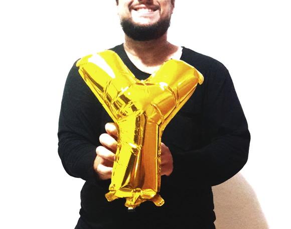 Balão Metalizado Letra Y Dourado Pronta Entrega 45cm