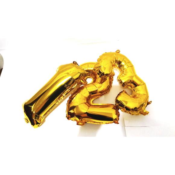 Balão Metalizado Número 4 Dourado Pronta Entrega 45cm