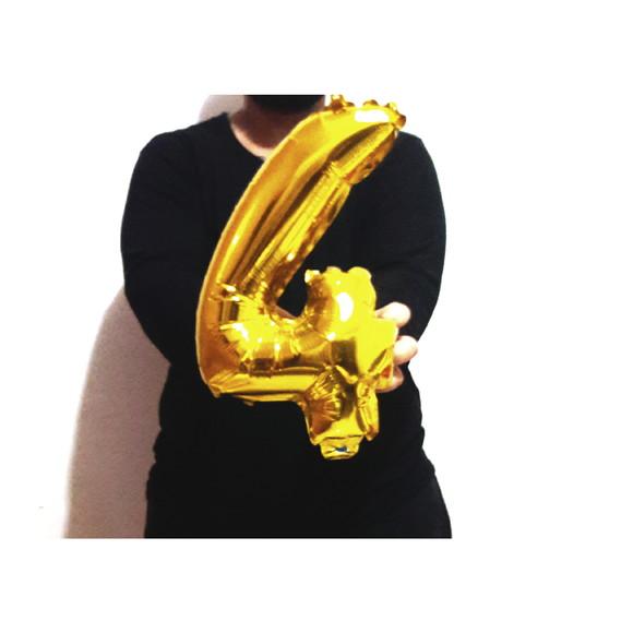 Balão Metalizado Número 4 Dourado Pronta Entrega 45cm