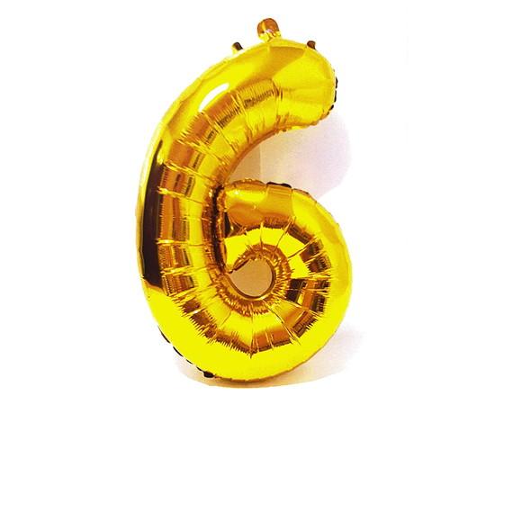Balão Metalizado Número 6 DOURADO Pronta Entrega 45cm