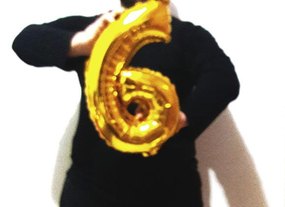 Balão Metalizado Número 6 DOURADO Pronta Entrega 45cm