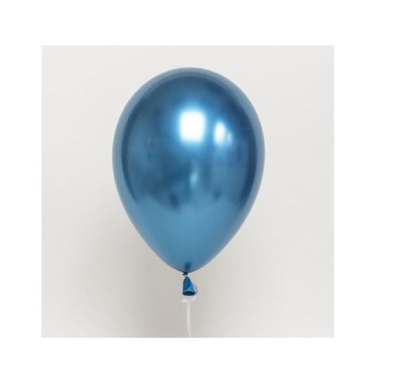 Bexiga Metalizada Cromada Nº 8 Azul 25 Unidades