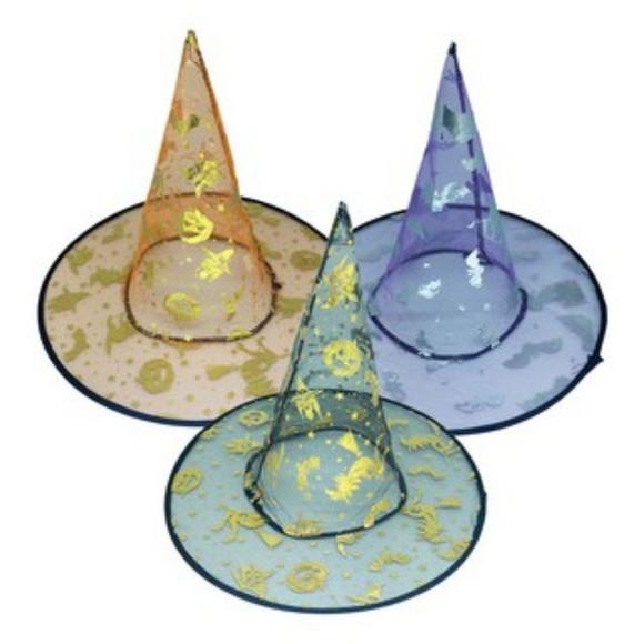 Chapeu Bruxa de Tulê Fantasia Halloween Carnaval