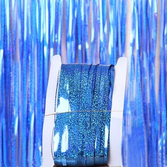Cortina de Festa Decoração de Festa Metalizada 2x1 m Azul