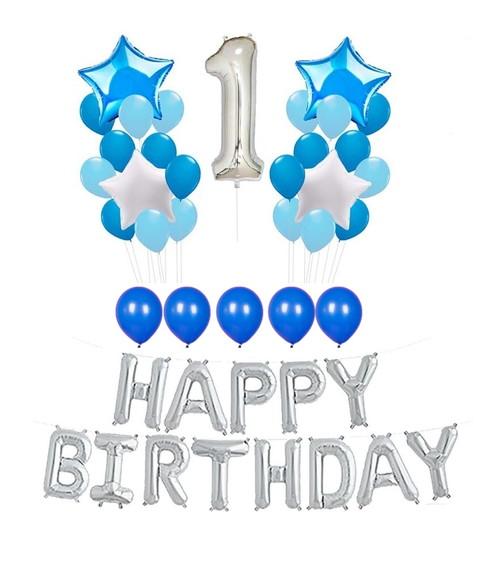 Kit 1 Ano Decoração Balões MESVERSÁRIO 1 Aniversário Azul