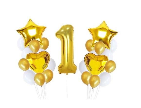 Kit 1 Ano Decoração Balões MESVERSÁRIO 1 Aniversário Dourado