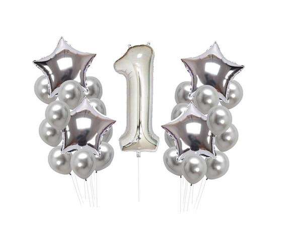 Kit 1 Ano Decoração MESVERSÁRIO Prata FRETE GRÁTIS
