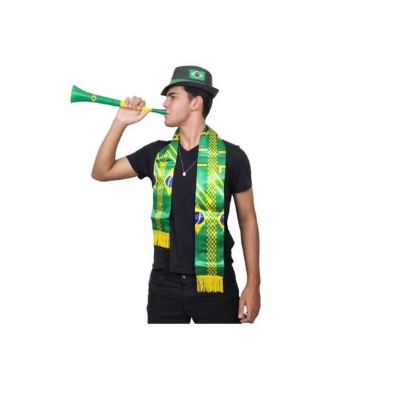 Kit 10 Corneta Apito Vuvuzela Brasil Jogos Eventos Seleção