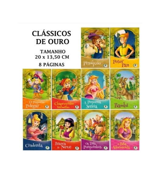 Kit 10 Livros Infantil Clássicos Encantados + Classicos Ouro