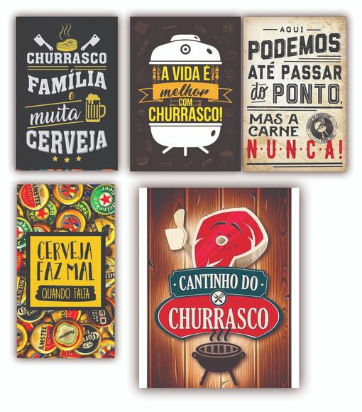 Kit 10 Quadros Churrascaria Cantinho do Churrasco Decorativo