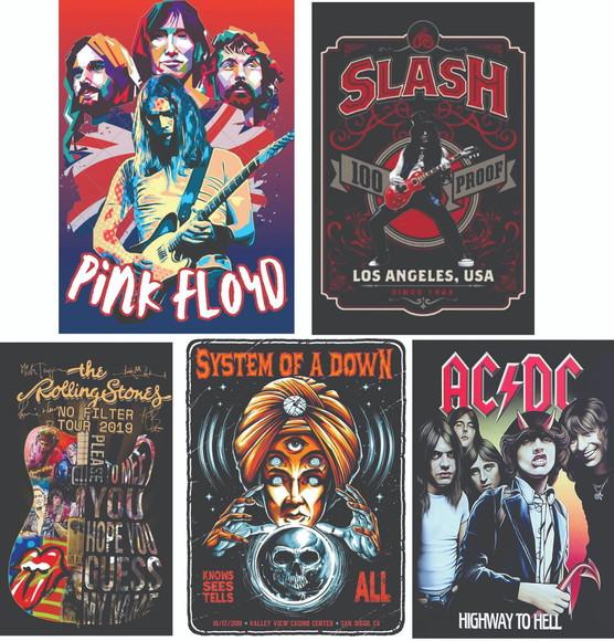 Kit 10 Quadros Decorativos Rock Bar Quadro de Rock Parede