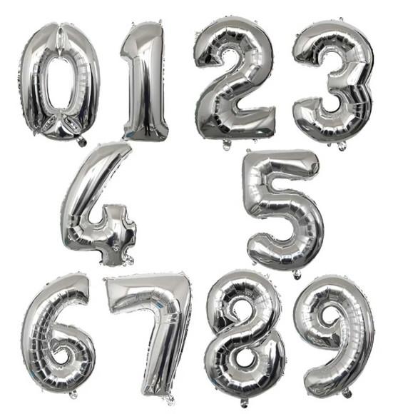 Kit 100 Balão Metalizado Revenda 40cm Prata Letras Números