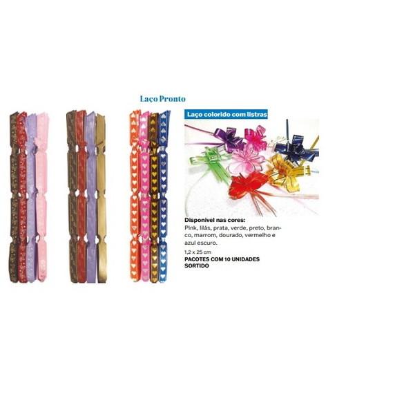 Kit 100 Laço Pronto Magico Presentes 25x1,5cm Cores Sortidas